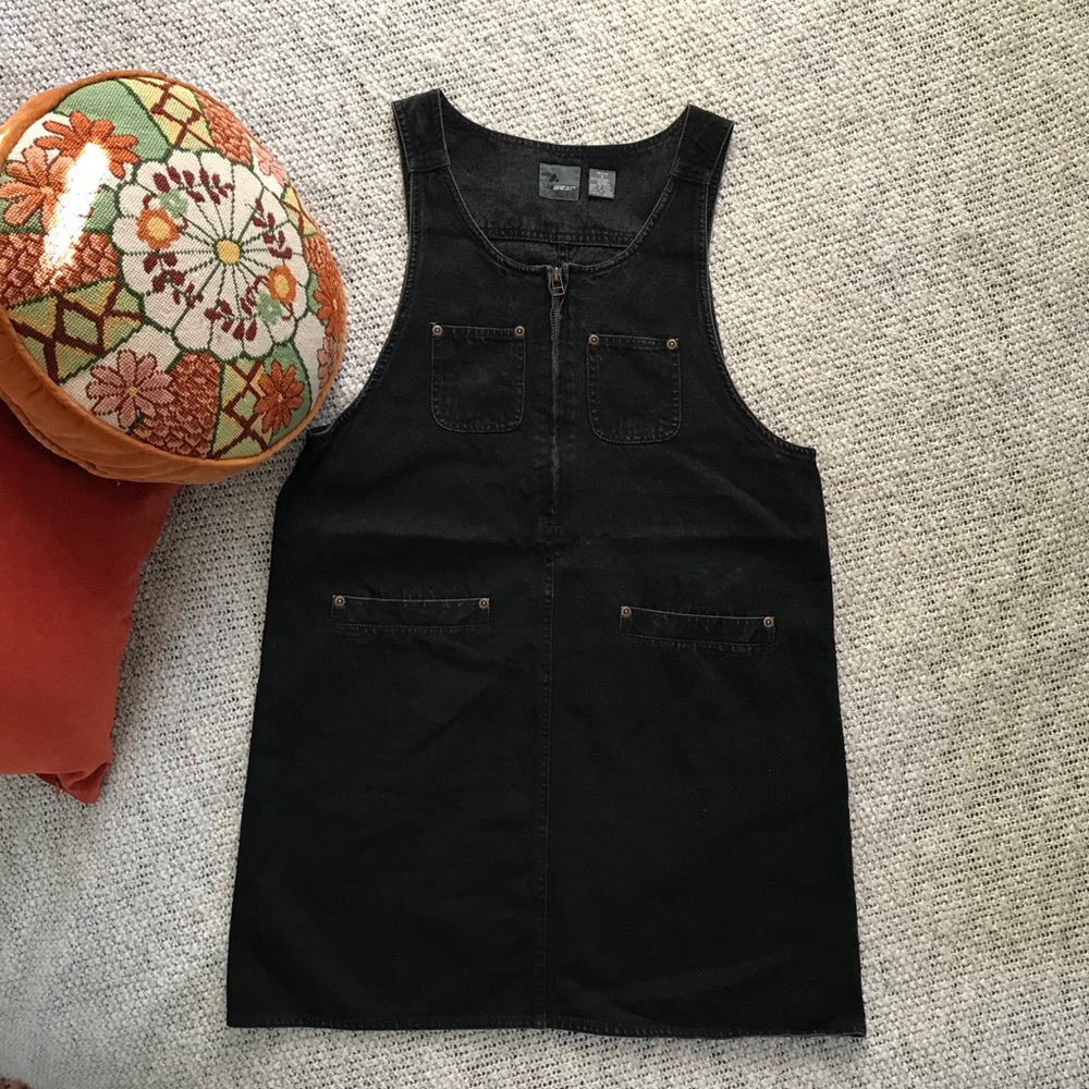 Vintage 90s Black Denim Jumper Dress